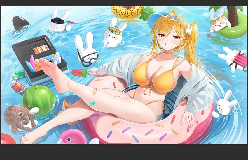 个人势虚拟主播 1名女孩 呆毛 创可贴 腿上的创可贴 裸腿