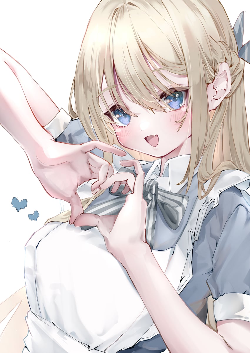 原创 1名女孩 金发 蓝眼 脸红 躯干截断