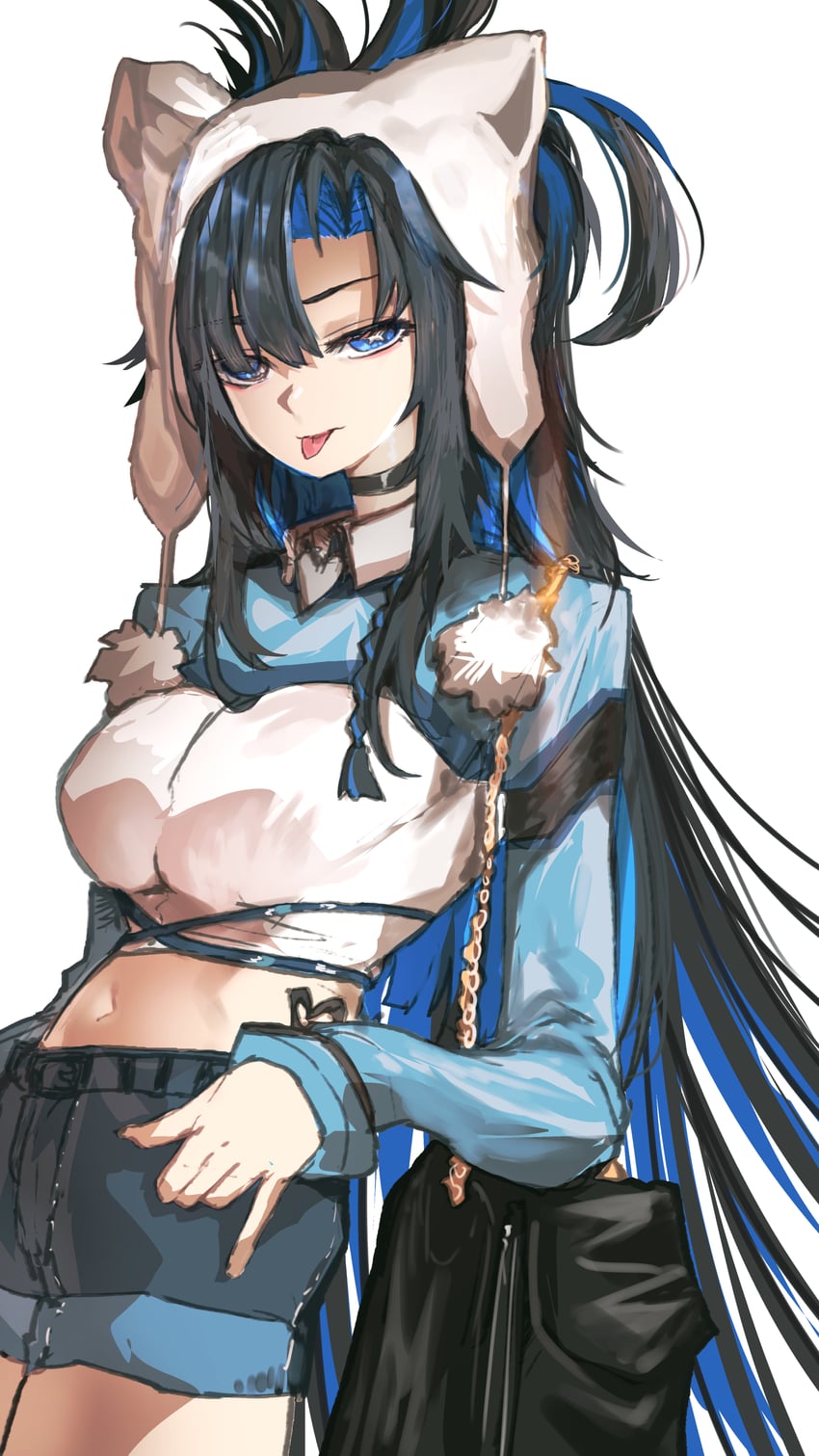 Hololive、Hololive英语、way 2 u (ouro kronii) 1名女孩 :p 动物帽子 黑发 蓝眼