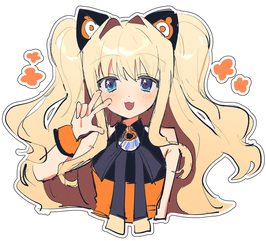 VOCALOID、SeeU 1名女孩 猫脸笑 兽耳 露肩 金发