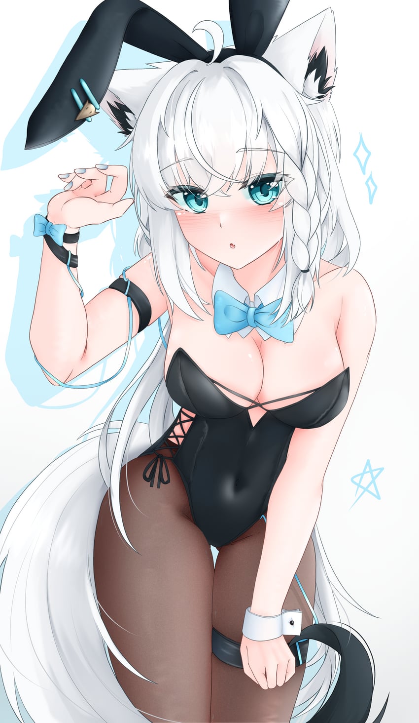 Hololive、原创、白上吹雪 1名女孩 呆毛 兽耳毛 兽耳发箍 兽耳