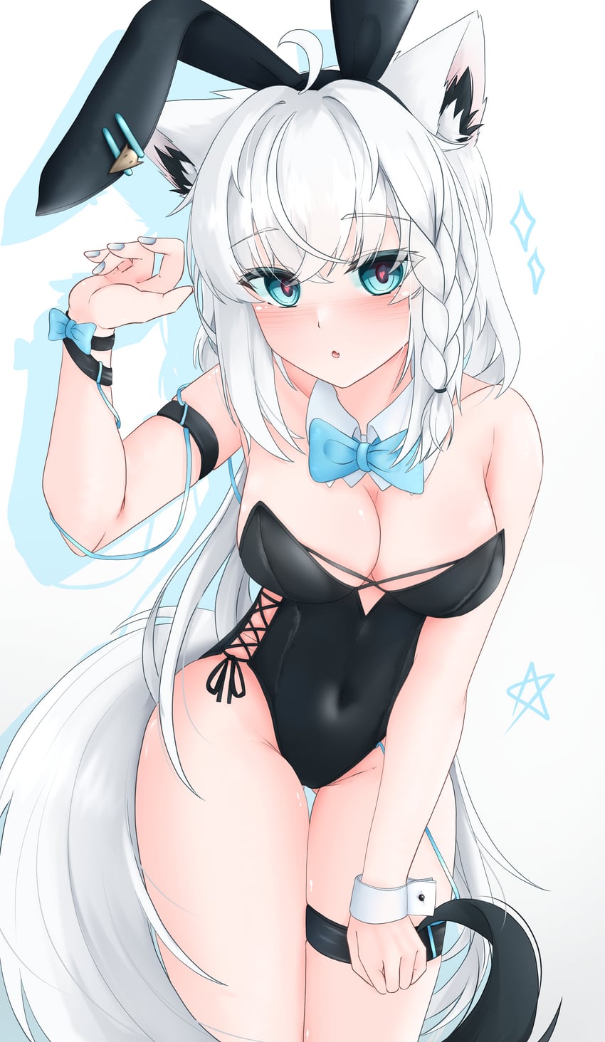 Hololive、原创、白上吹雪 1名女孩 呆毛 兽耳毛 兽耳发箍 兽耳