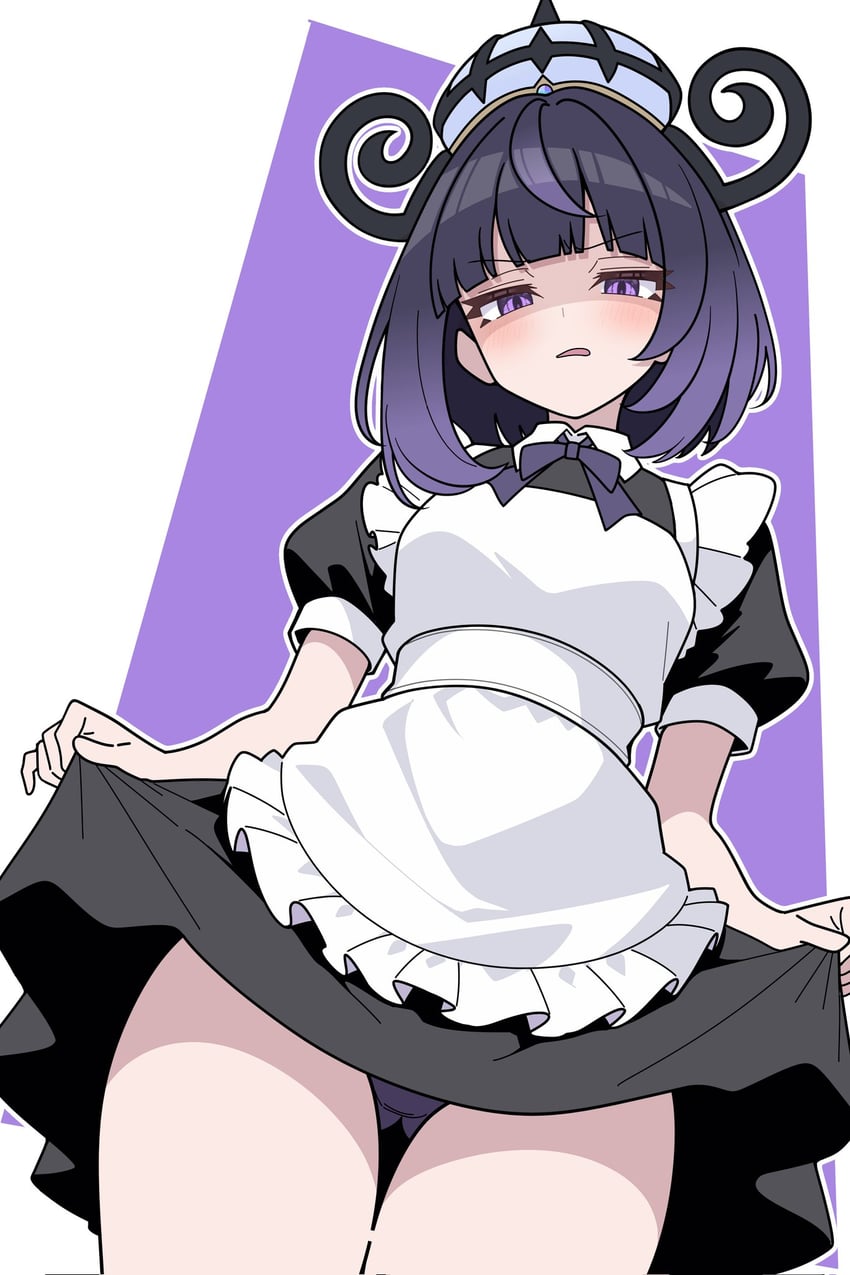 宝可梦、宝可梦传说：Z-A、希嘉娜 (精灵宝可梦) 1名女孩 替换服装 围裙 大腿间可见臀部 黑色连衣裙