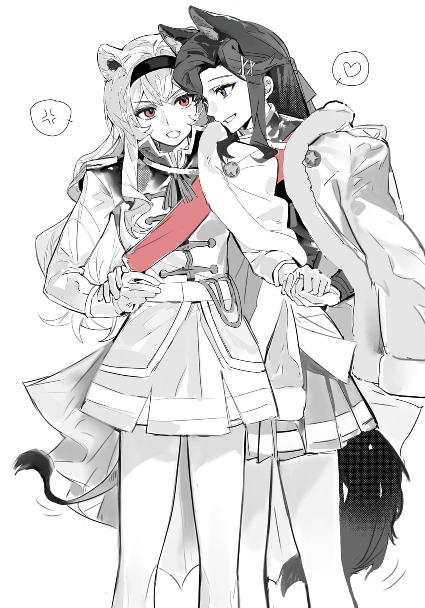 少女☆歌剧 Revue Starlight、西条克洛迪娜、天堂真矢 2名女孩 青筋 兽耳毛 兽耳 恼怒