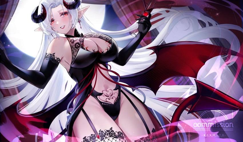 个人势虚拟主播、mistress lenore (vtuber) 1名女孩 作者名 黑色连衣裙 黑色吊袜带 黑色手套