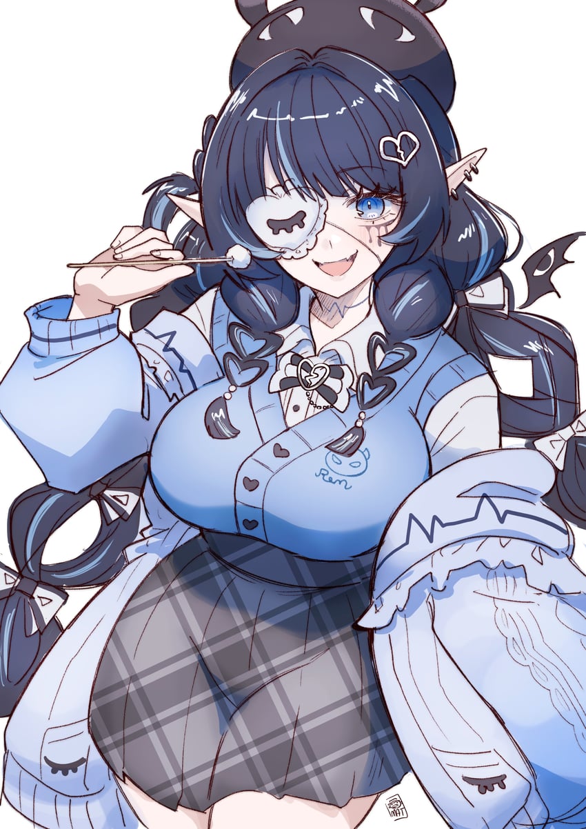 V4Mirai、雷姆·金缚 1名女孩 黑发 黑帽子 蓝眼 蓝发
