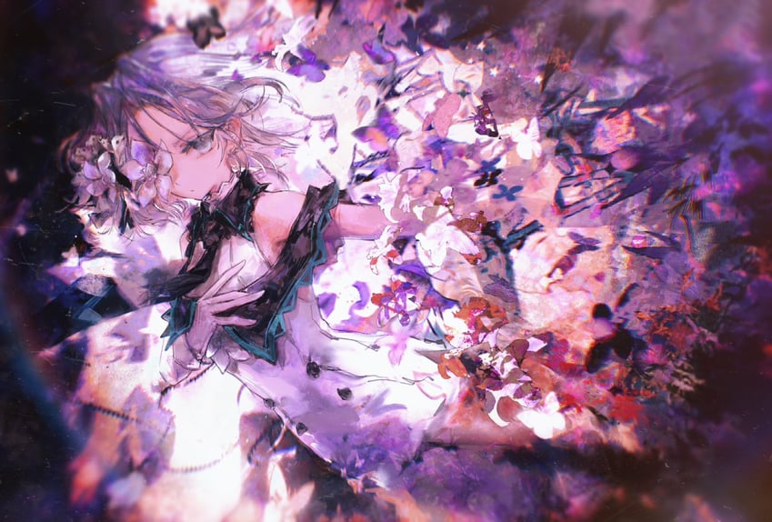 韵律源点 Arcaea、沙耶 (Arcaea) 1名女孩 水色瞳 水色发 露肩 黑色领带