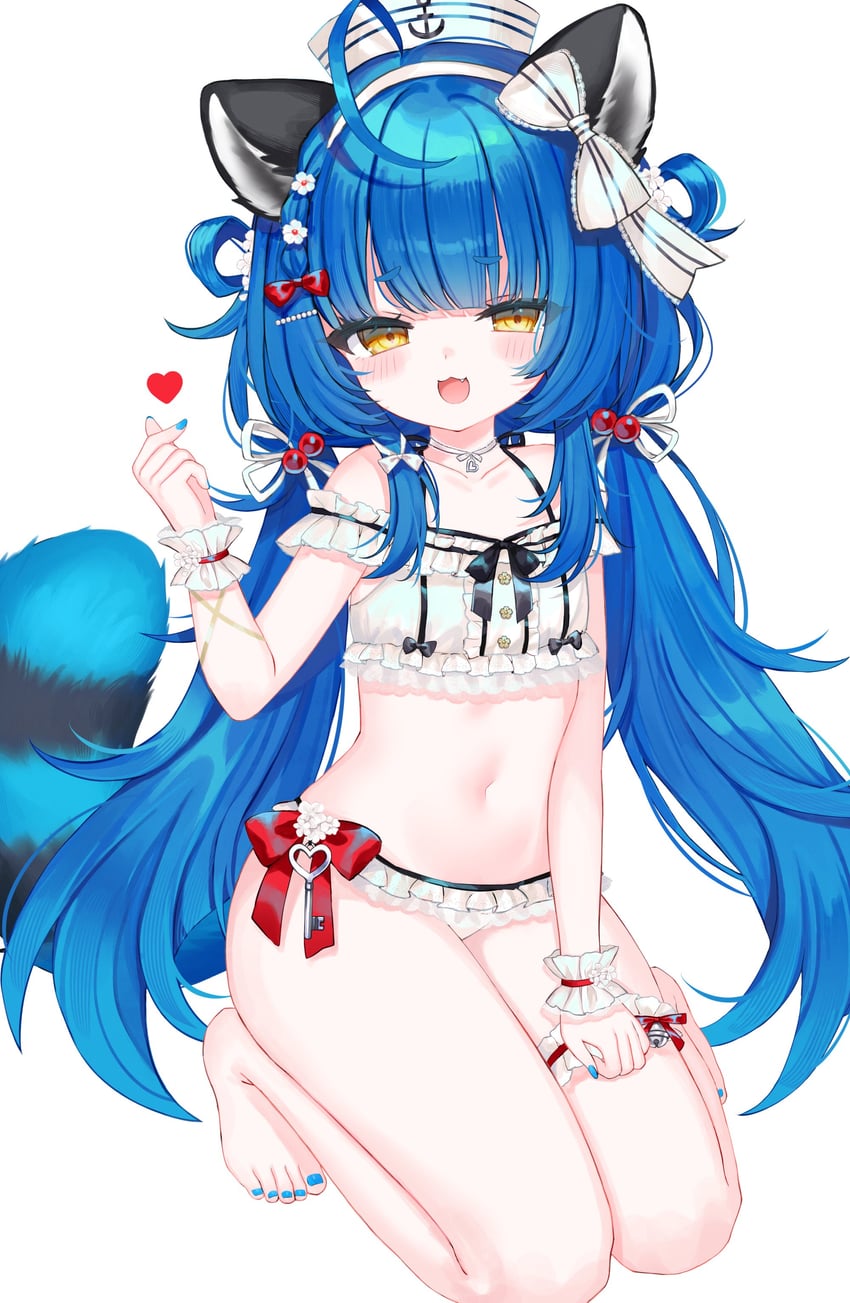 色差、Poko Rakun、Poko Rakun (第二套服装) 1名女孩 猫脸笑 呆毛 兽耳 比基尼