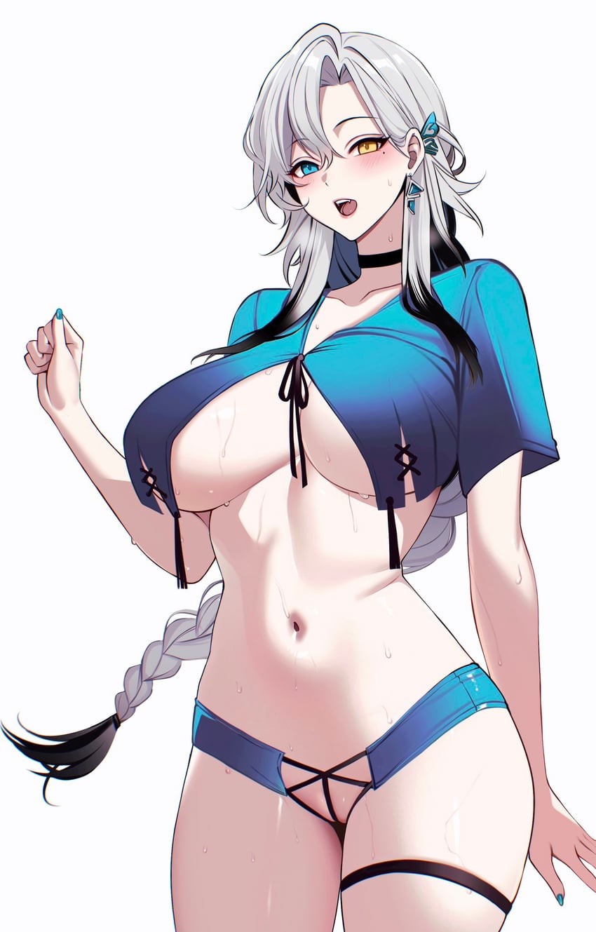 原创、东方Project 1名女孩 比基尼 黑色项圈 黑发 蓝色比基尼