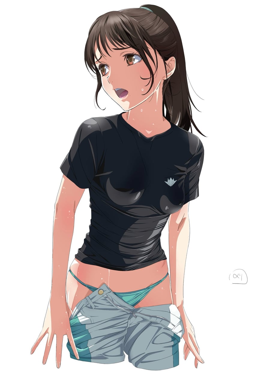 魔进战队煌辉者、超级战队、速水濑奈 乳房 拉扯衣服 绿色内裤 长发 内裤