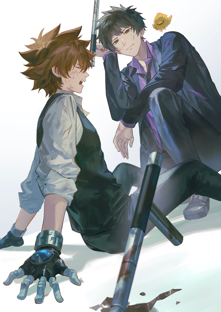 家庭教师HITMAN REBORN!、云雀恭弥、泽田纲吉 动物 手臂支撑 幼兽 鸟 黑色手套