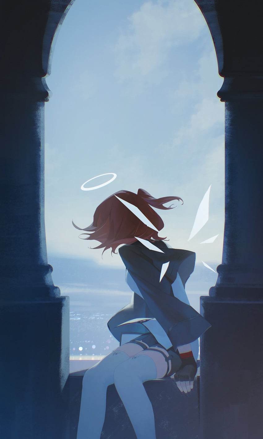 明日方舟、能天使 (明日方舟)、能天使 (新约) (明日方舟) 1名女孩 拱形 黑色手套 黑色夹克 黑色短裤