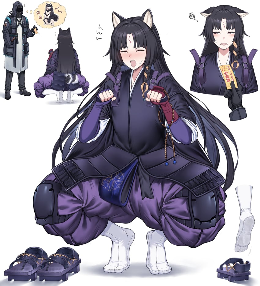 明日方舟、博士 (明日方舟)、嵯峨 (明日方舟) 1名女孩 1个其他角色 兽耳 移开视线 珠子