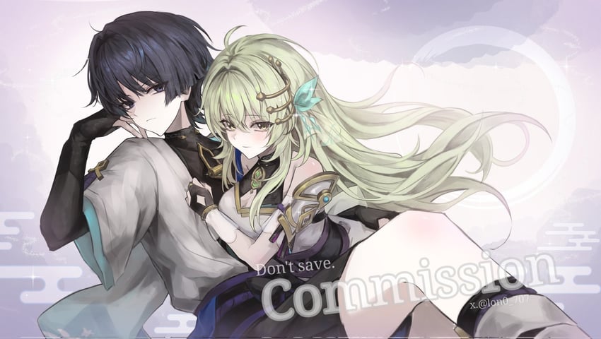 原神、原创、散兵 (原神) 1名男孩 1名女孩 呆毛 铠甲 腋窝褶皱