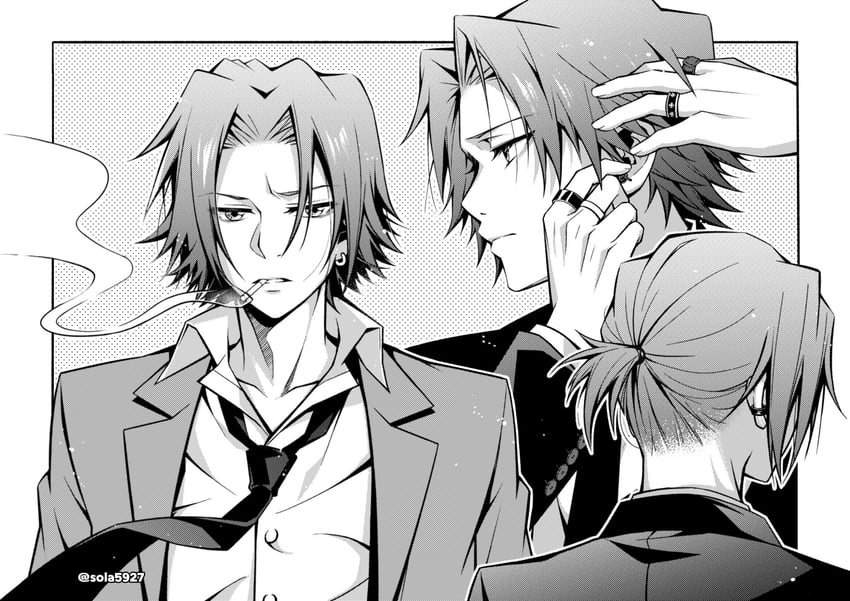 家庭教师HITMAN REBORN!、狱寺隼人 1名男孩 举起双手 边框 扣上的袖口 纽扣