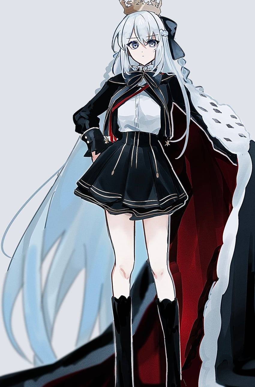 Fate/Grand Order、Fate系列、摩根勒菲 (Fate) 1名女孩 黑色蝴蝶结 黑色夹克 黑色裙子 蓝眼