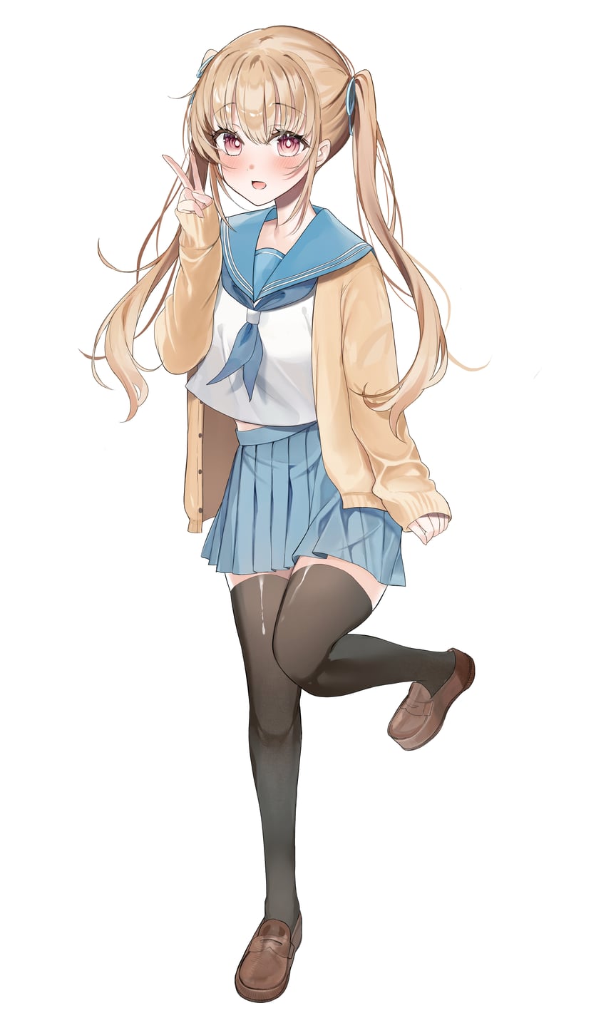 原创 1名女孩 :D 蓝色领巾 蓝色水手领 蓝裙子