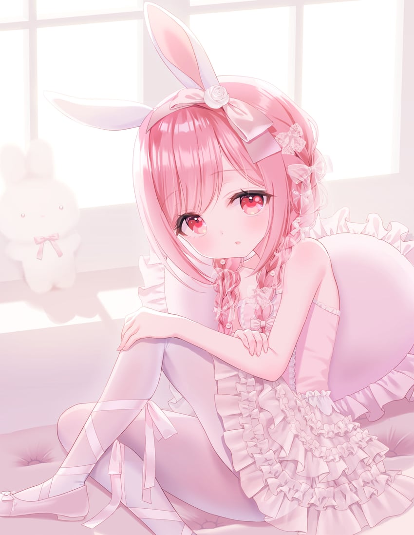 原创 1名女孩 兽耳 裸臂 露肩 蝴蝶结