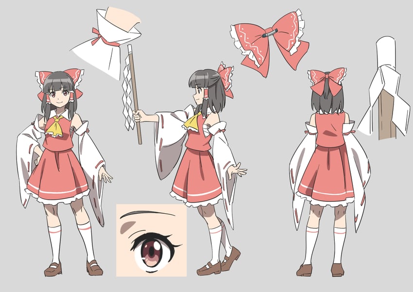 东方Project、博丽灵梦 1名女孩 阿斯科特领巾 蝴蝶结 棕眼睛 棕发
