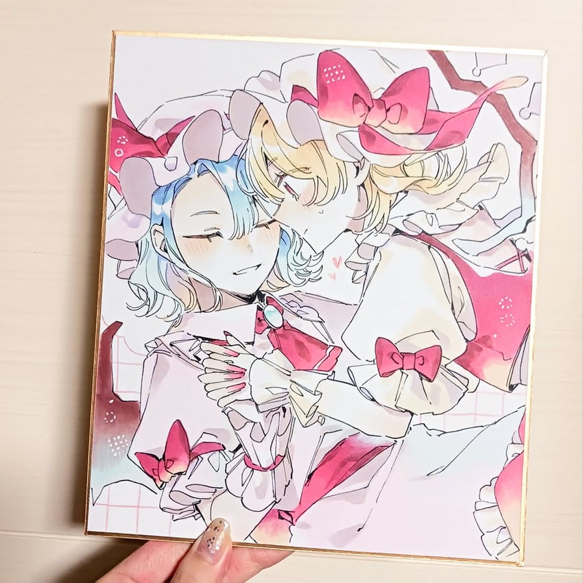 东方Project、芙兰朵露·斯卡蕾特、蕾米莉亚·斯卡蕾特 2名女孩 阿斯科特领巾 露背 蝙蝠翅膀 金发