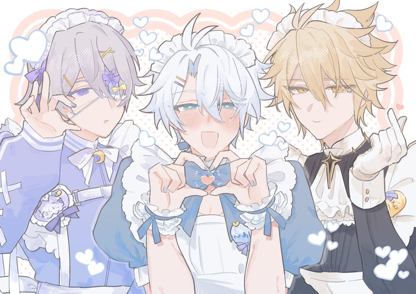 崩坏：星穹铁道、崩坏系列、phainon (flame reaver) (honkai: star rail) 3个男孩 替换服装 替换形态 呆毛 围裙