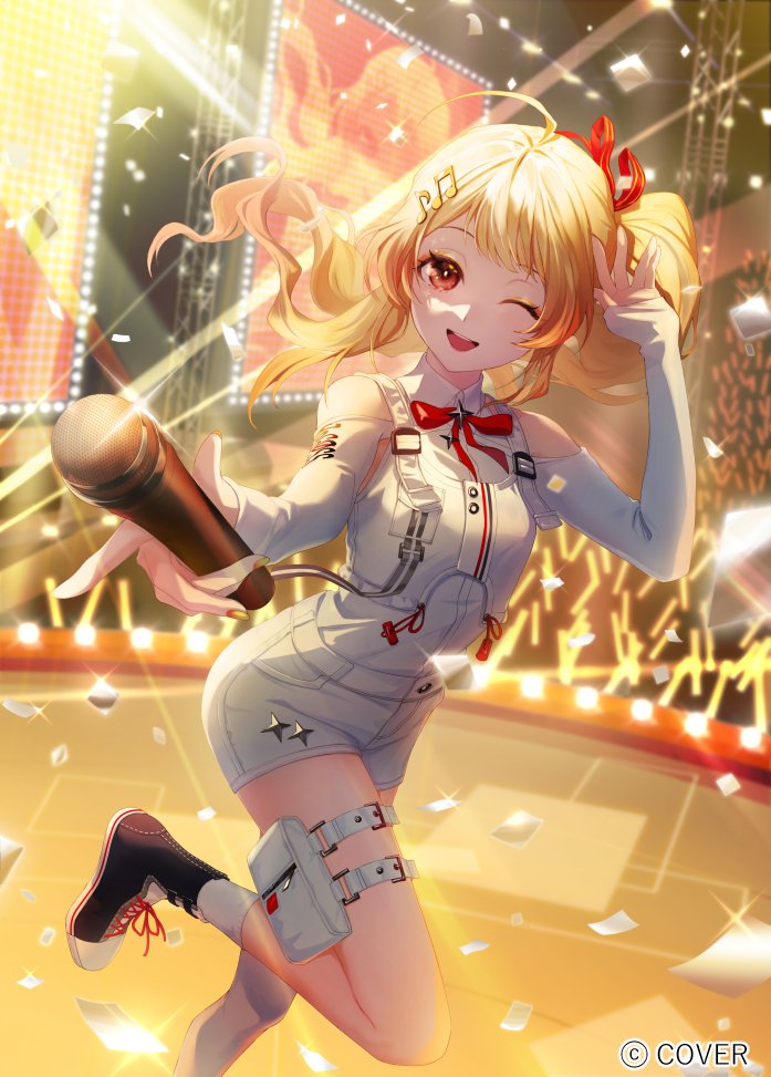 Hololive、hololive DEV_IS、音乃濑奏 1名女孩 :D 微笑 呆毛 不对称腿部穿着