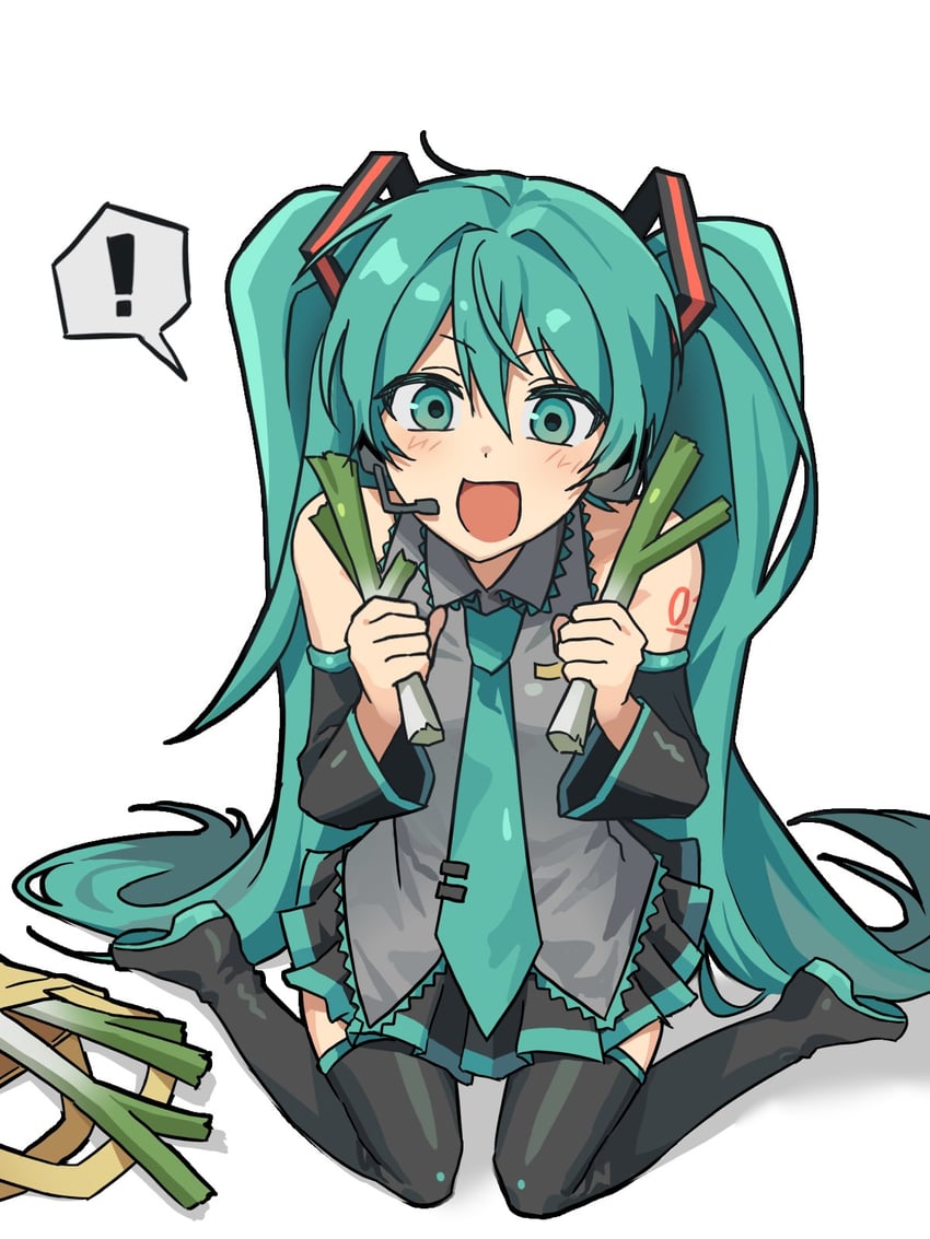 VOCALOID、初音未来 ! 1名女孩 水色瞳 水色发 水蓝色领带