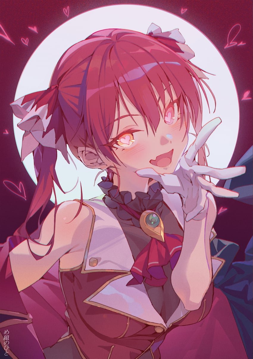 Hololive、宝钟玛琳、宝钟玛琳 (第一套服装) 1名女孩 阿斯科特领巾 黑色项圈 黑色大衣 脸红