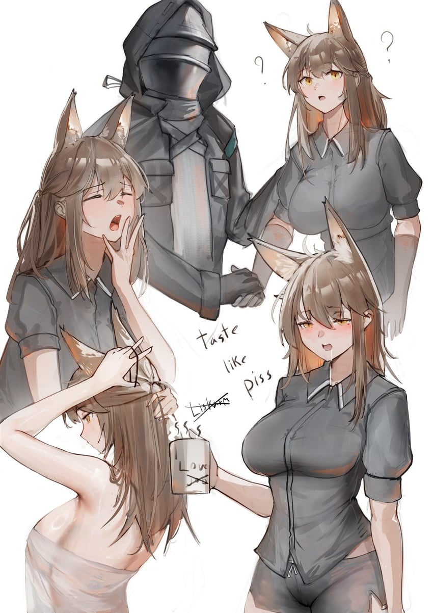明日方舟、博士 (明日方舟)、芙兰卡 (明日方舟) 1名男孩 1名女孩 问号 兽耳毛 兽耳