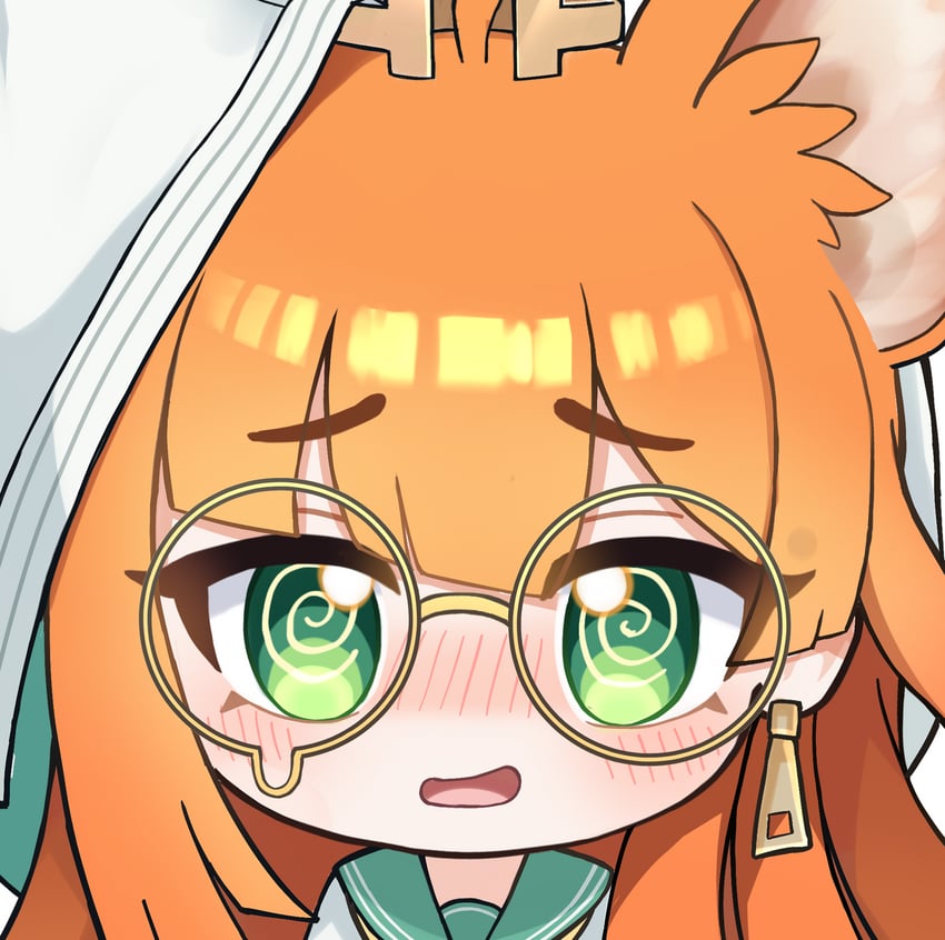 明日方舟、帕比露丝 (明日方舟) 1名女孩 @_@ 呆毛 兽耳 脸红