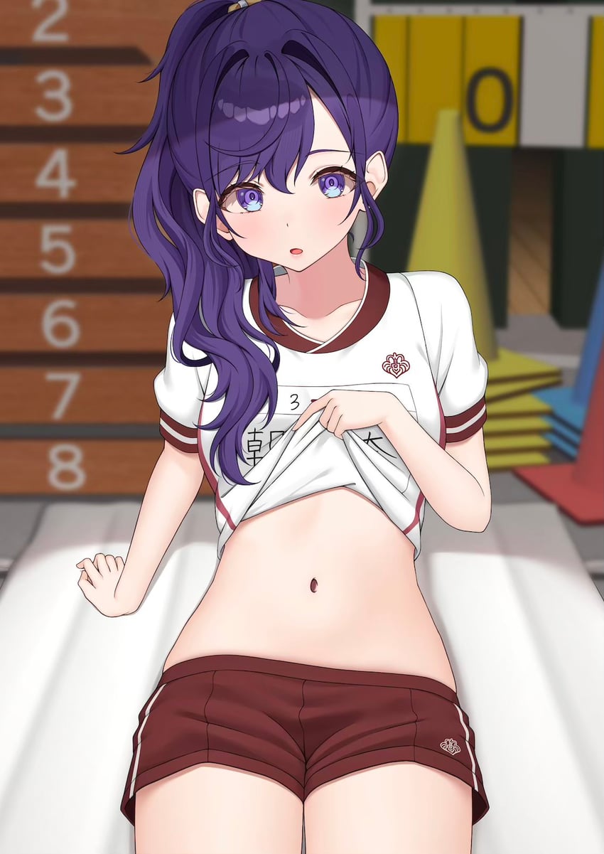 世界计划、朝比奈真冬 1名女孩 惊讶 替代乳量 (变小) 手臂支撑 模糊