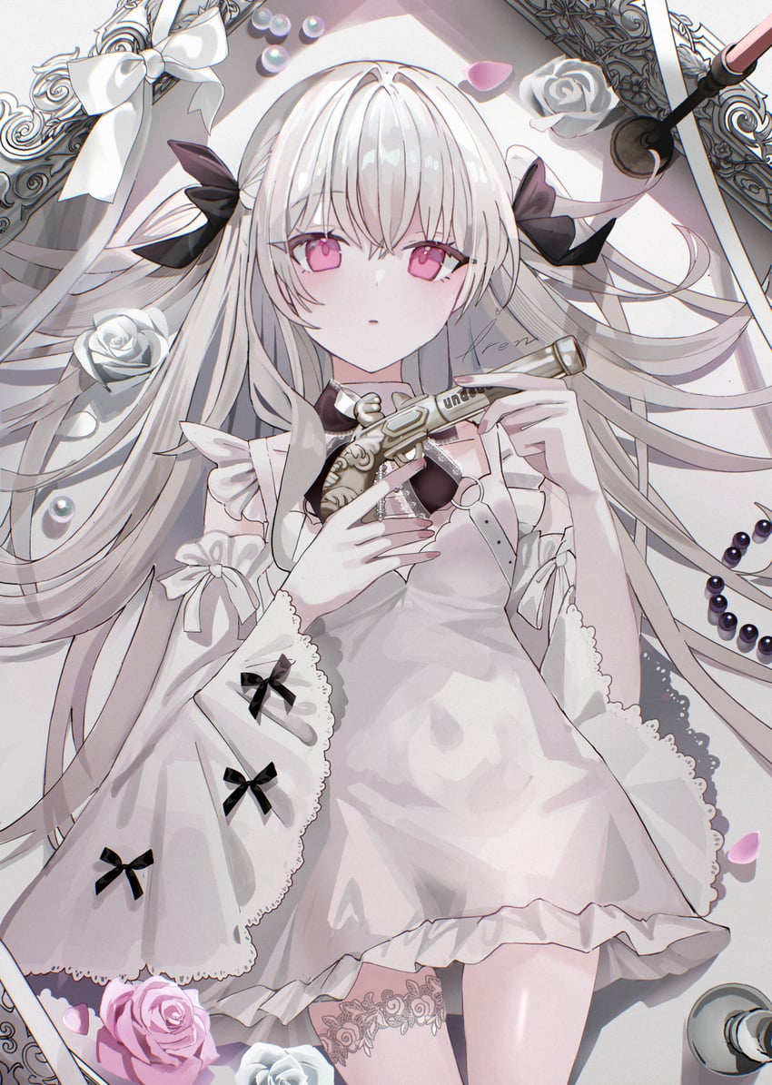 C107、原创 1名女孩 黑色丝带 蝴蝶结 乳房 蜡烛