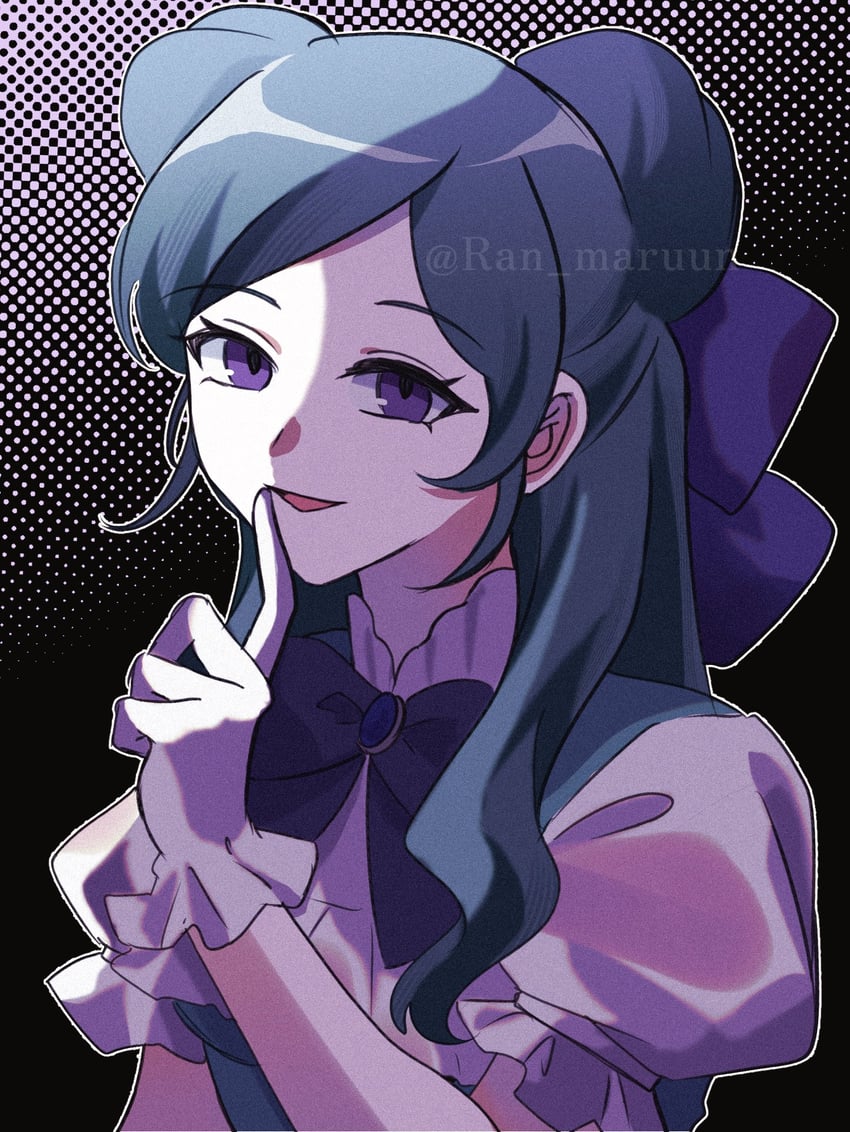 闪电十一人、inazuma eleven cross、闪电十一人GO 1名女孩 水色发 作者名 黑色背景 蓝色连衣裙