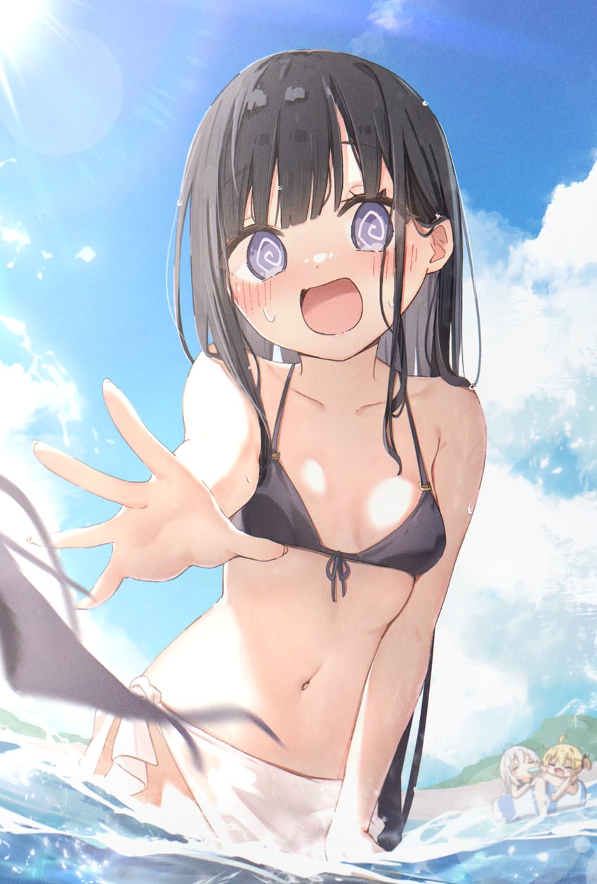 原创 3人女子 @_@ 比基尼 黑色比基尼 黑发