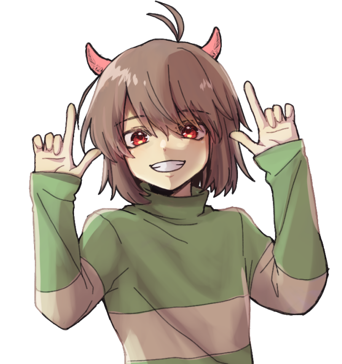 三角符文、Undertale/Deltarune、Kris (Deltarune) 1个其他角色 棕发 小孩 恶魔角 假角