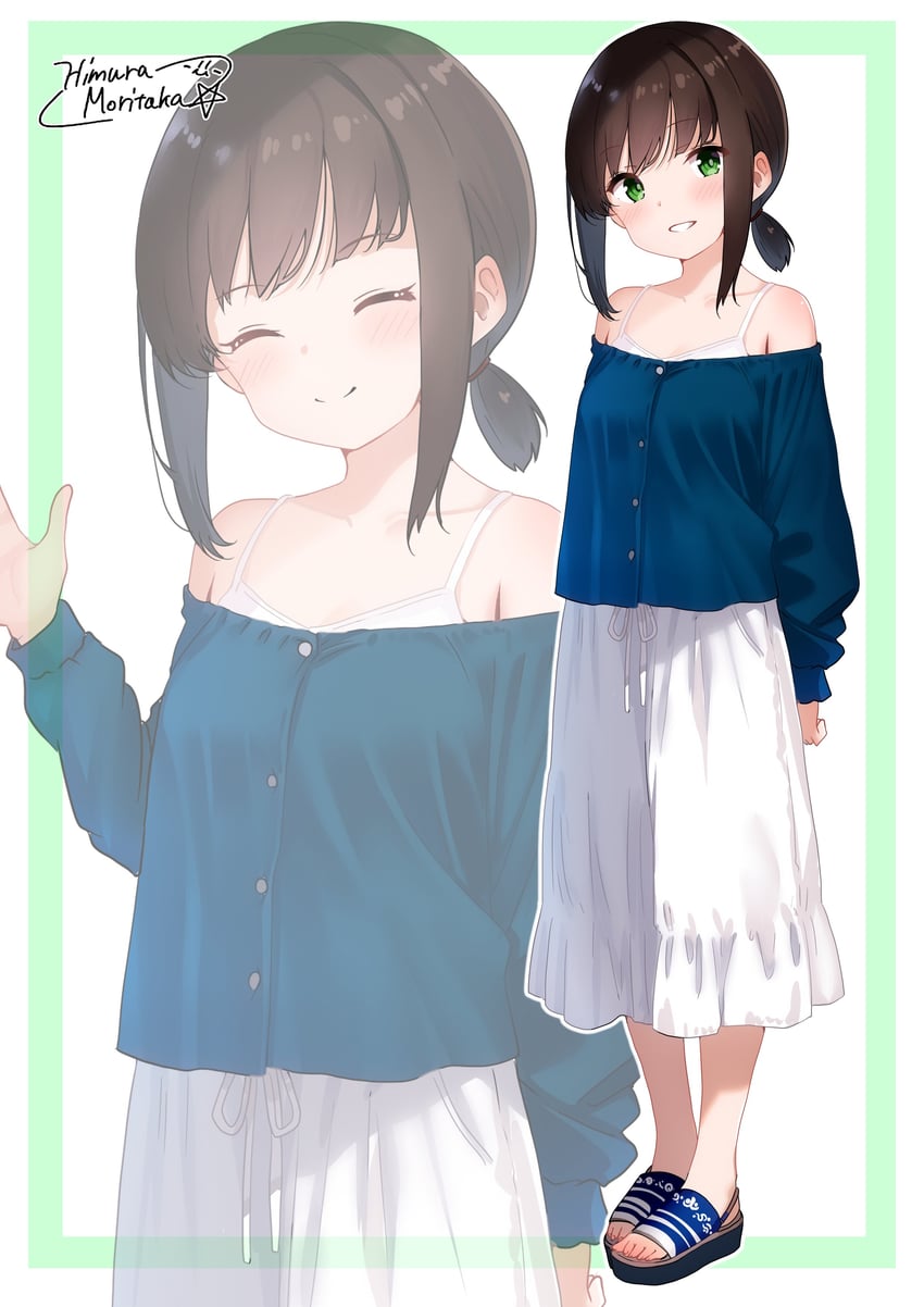 舰队Collection、吹雪 (舰娘) 1名女孩 替换服装 黑凉鞋 蓝色夹克 脸红