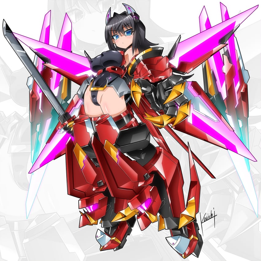 Infinite Stratos、akatsubaki、筱之之帚 1名女孩 作者名 露肩 黑发 蓝眼