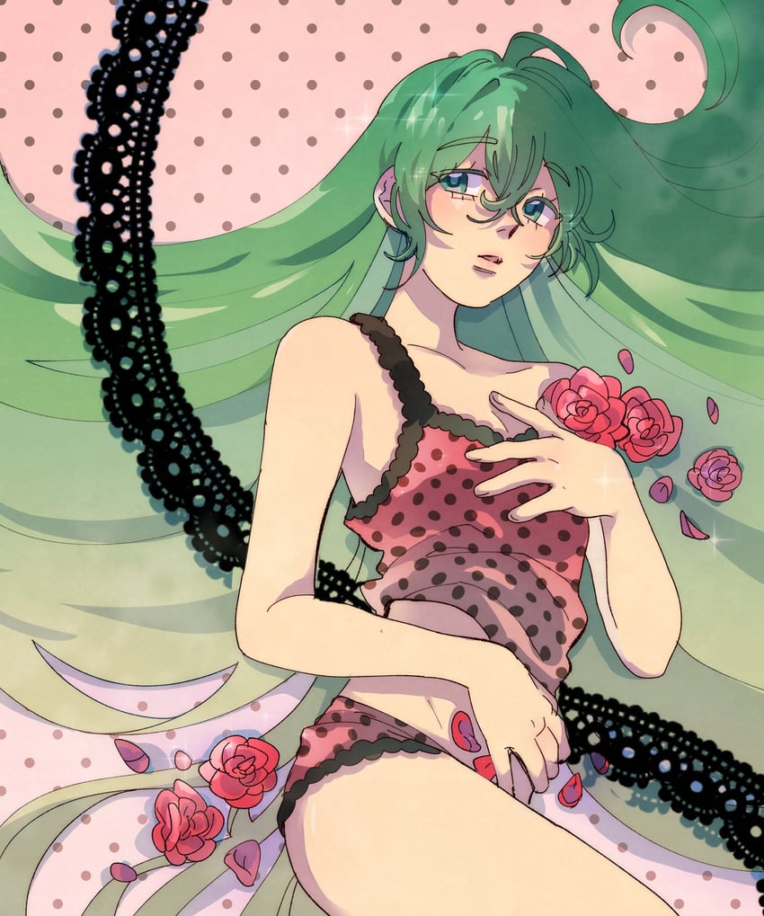 罗密欧与辛德瑞拉、VOCALOID、初音未来 1名女孩 裸臂 露肩 吊带背心 提起吊带衫