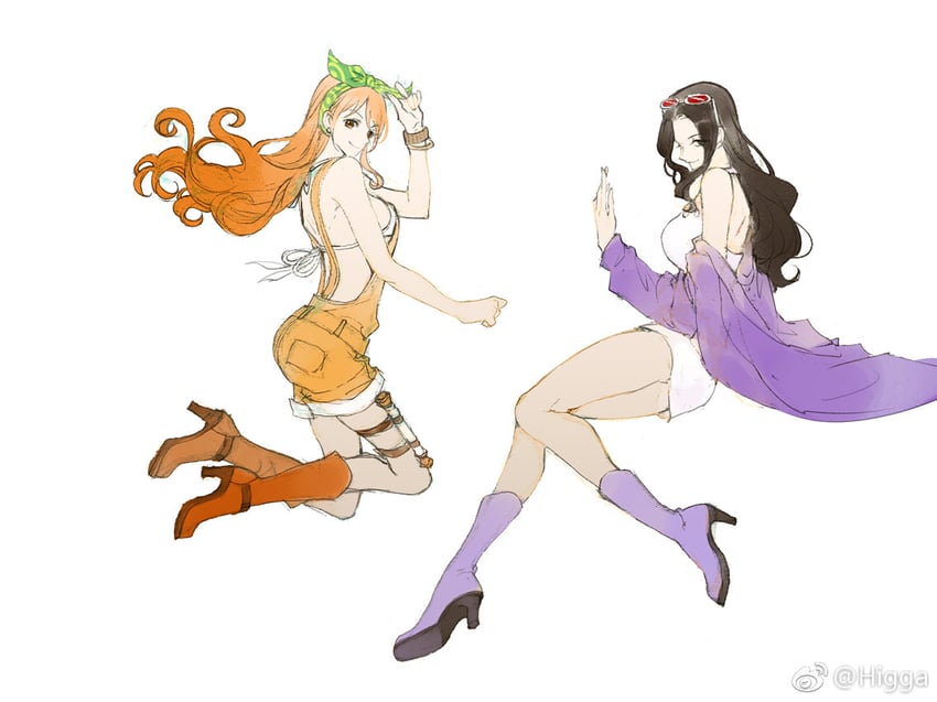 海贼王、海贼王：狂热行动、娜美 (海贼王) 2名女孩 黑发 靴子 手链 开襟衫