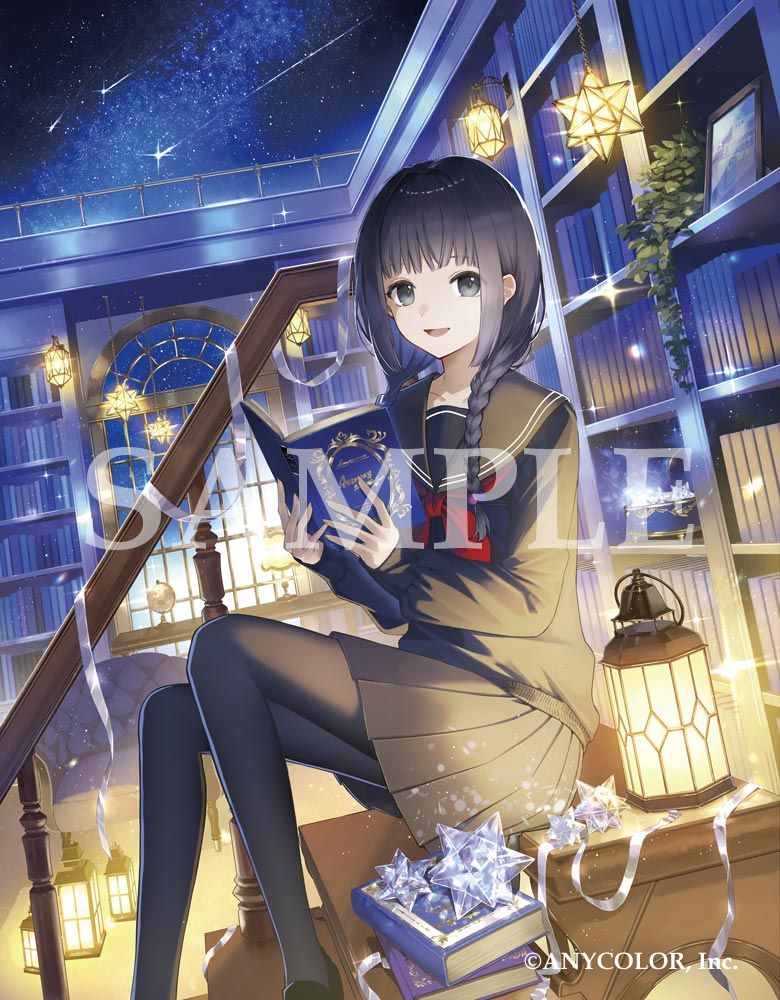 彩虹社、雨森小夜、雨森小夜 (第一套服装) 1名女孩 黑瞳 黑发 黑色连裤袜 黑色水手领