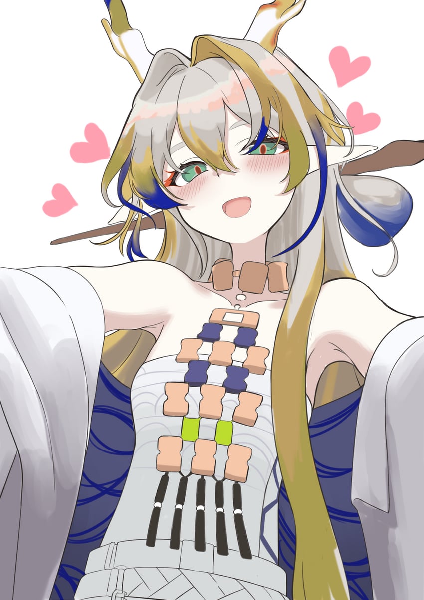 明日方舟、黍 (明日方舟) 1名女孩 :D 腋下 露肩 金发