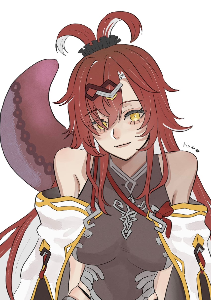 火焰纹章、火焰之纹章：英雄、jormungandr (fire emblem) 1名女孩 双手背在身后 露肩 黑色发圈 乳房
