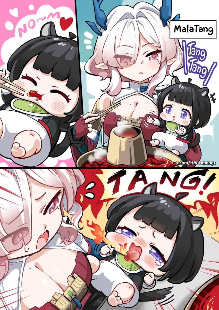 明日方舟、明日方舟：终末地、弥伏 (明日方舟) 2名女孩 幼化 兽耳 婴儿 黑发