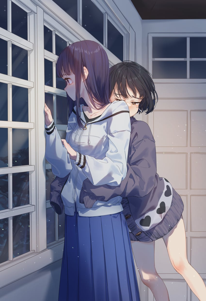 神稻牡丹：醉态如百合之花、张君兰、郡上奏 2名女孩 黑发 棕眼睛 拥抱 从背后拥抱