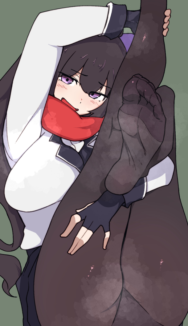 原创 1名女孩 黑发 黑色连裤袜 脸红 乳房