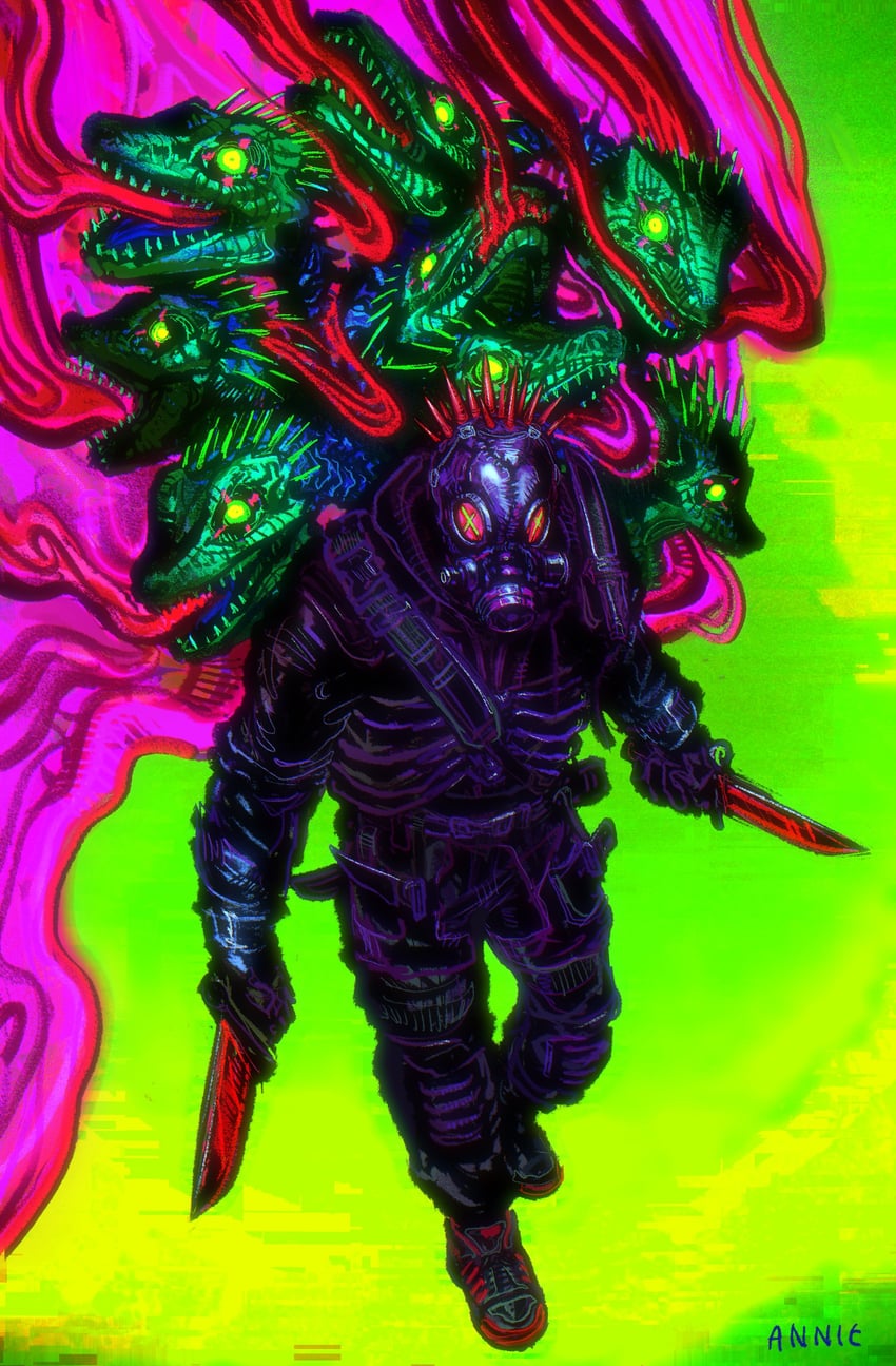 异兽魔都、开曼 (异兽魔都) 1名男孩 动物头部 作者名 黑色夹克 黑面具