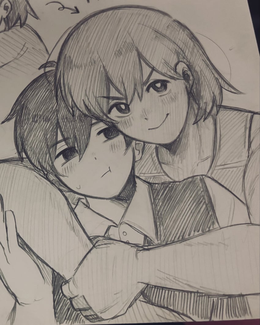 OMORI、Kel (Omori)、Kel (OMORI) 2个男孩 :t 呆毛 箭头（符号） 脸红