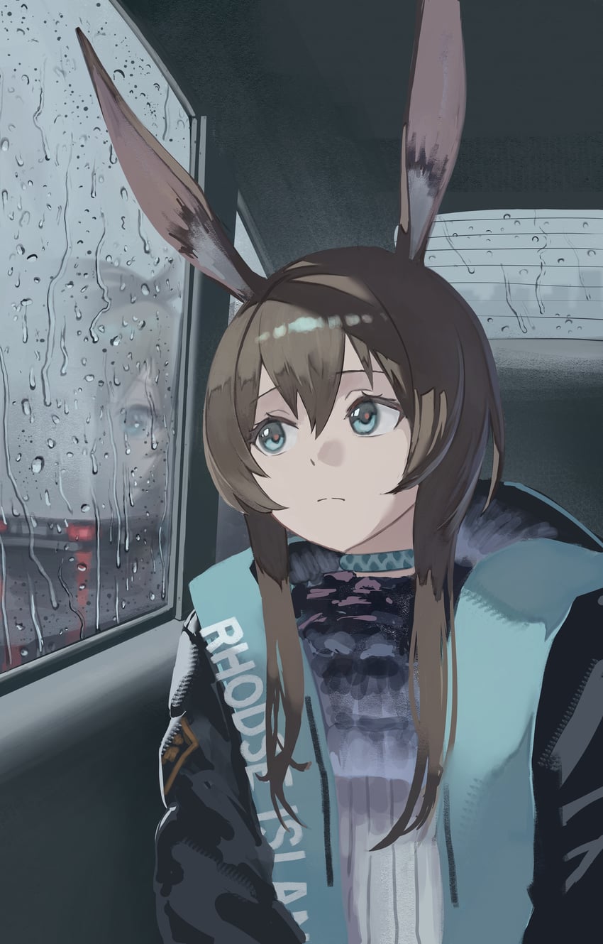 明日方舟、阿米娅 (明日方舟) 1名女孩 兽耳 阿斯科特领巾 蓝色细领带 蓝眼