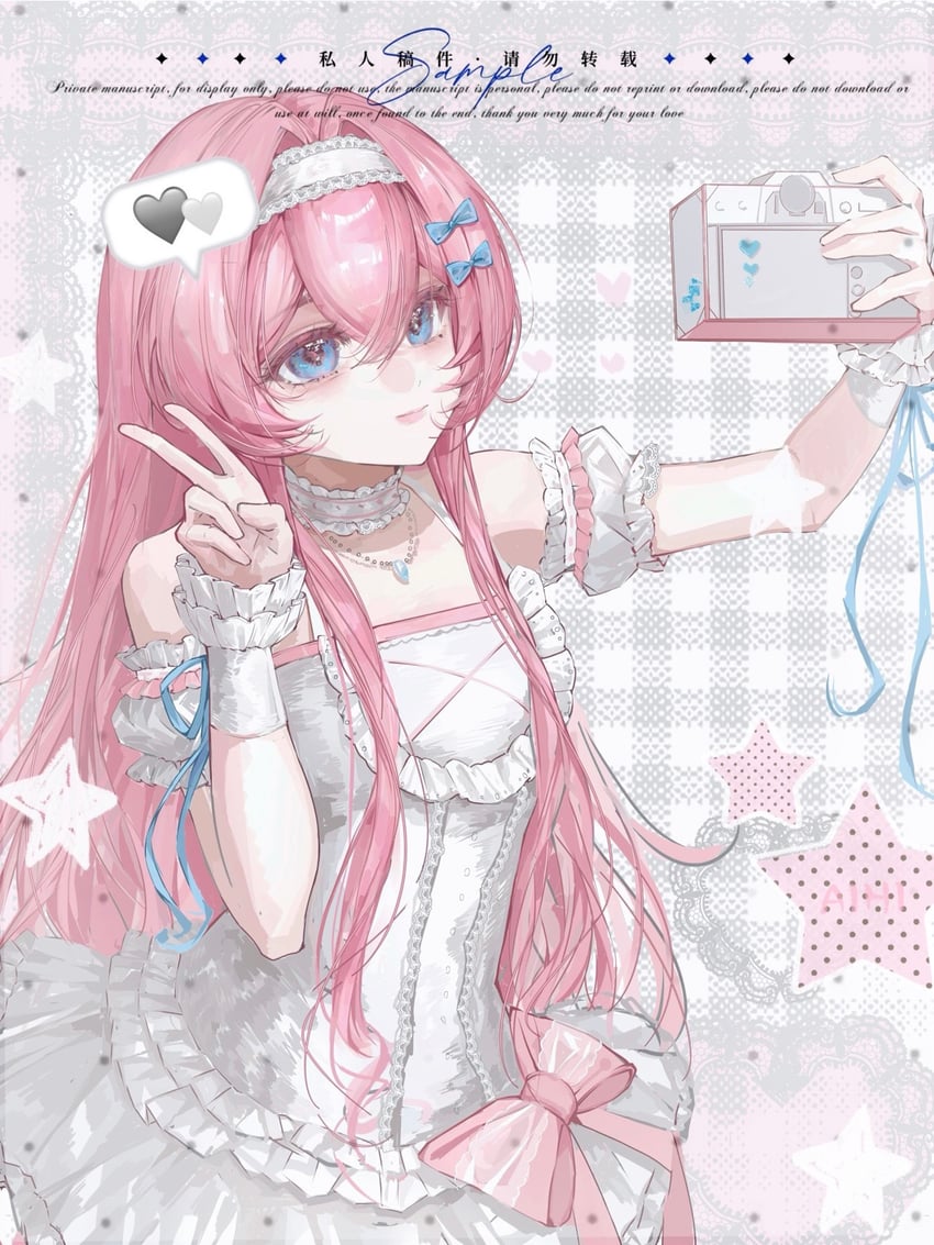 原创 1名女孩 卧蚕 护臂 露肩 蓝眼
