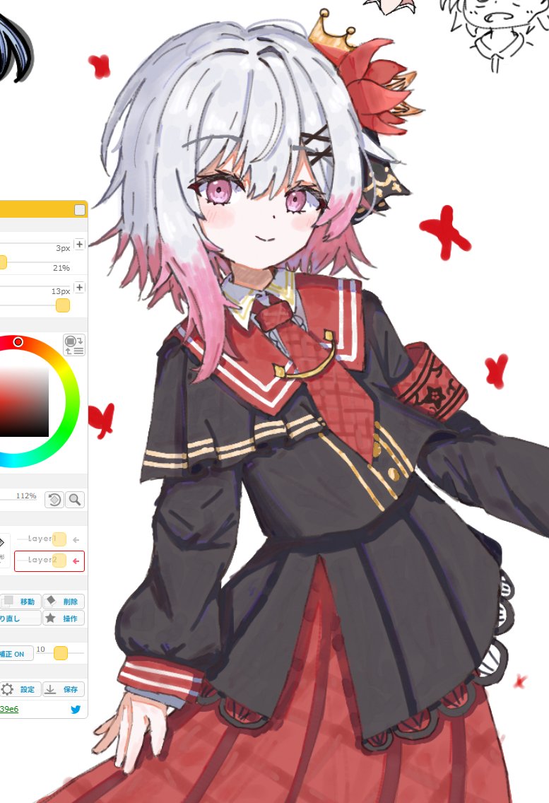 魔法少女的小镇审判、二阶堂博、樱庭绘麻 1名女孩 臂章 画框中的绘图软件 黑色小披肩 黑发